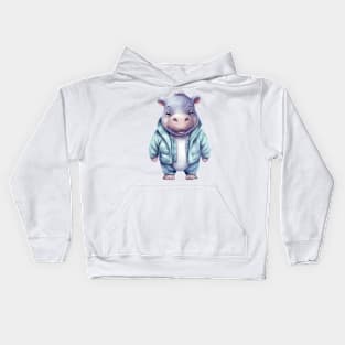 Hippopotamus Wearing Pajamas Kids Hoodie